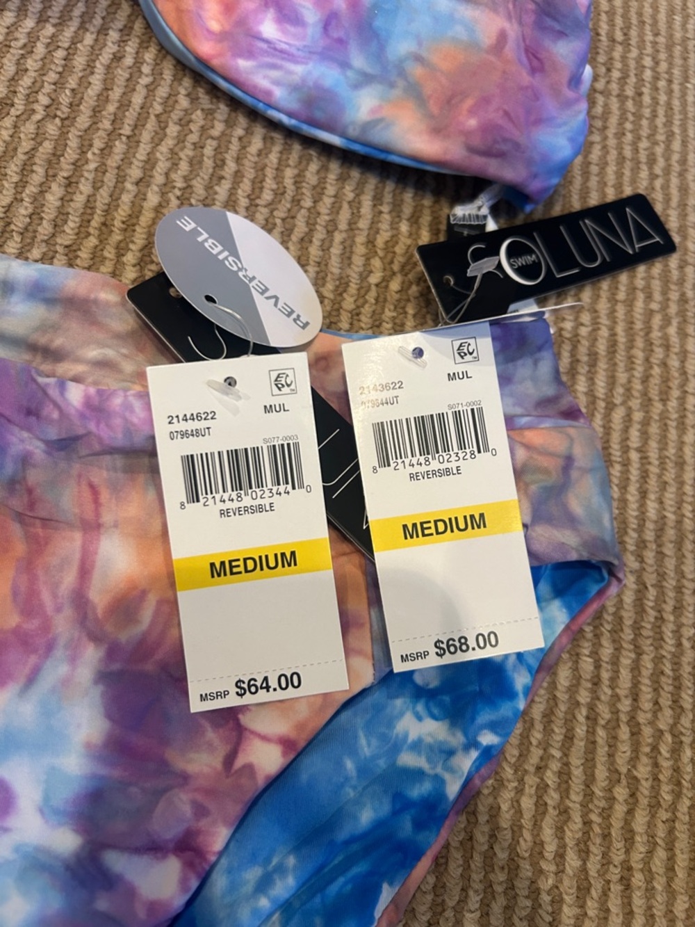 NWT SOLUNA swim reversible Tie-Dye high waist Bikini Set size medium - Picture 4 of 10